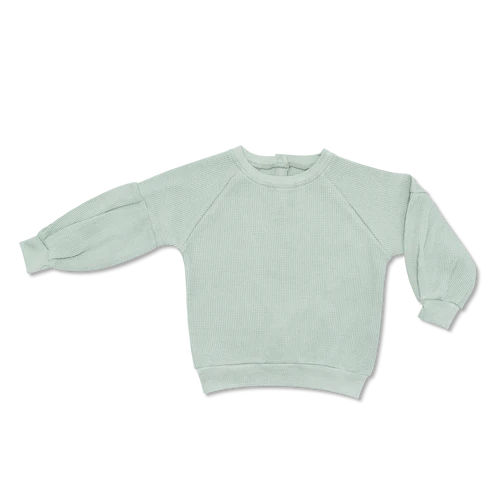 WAFFLE BALLOON SLEEVE SWEATSHIRT