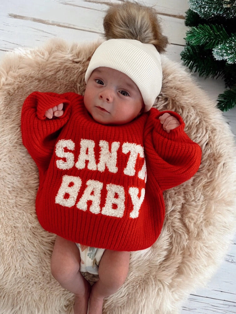 KNIT SWEATER, SANTA BABY