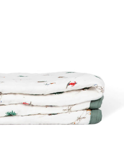 COTTON MUSLIN QUILTED THROW - POWDER PARTY