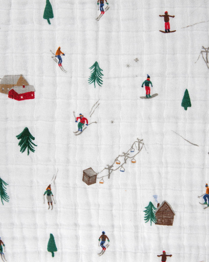 COTTON MUSLIN QUILTED THROW - POWDER PARTY