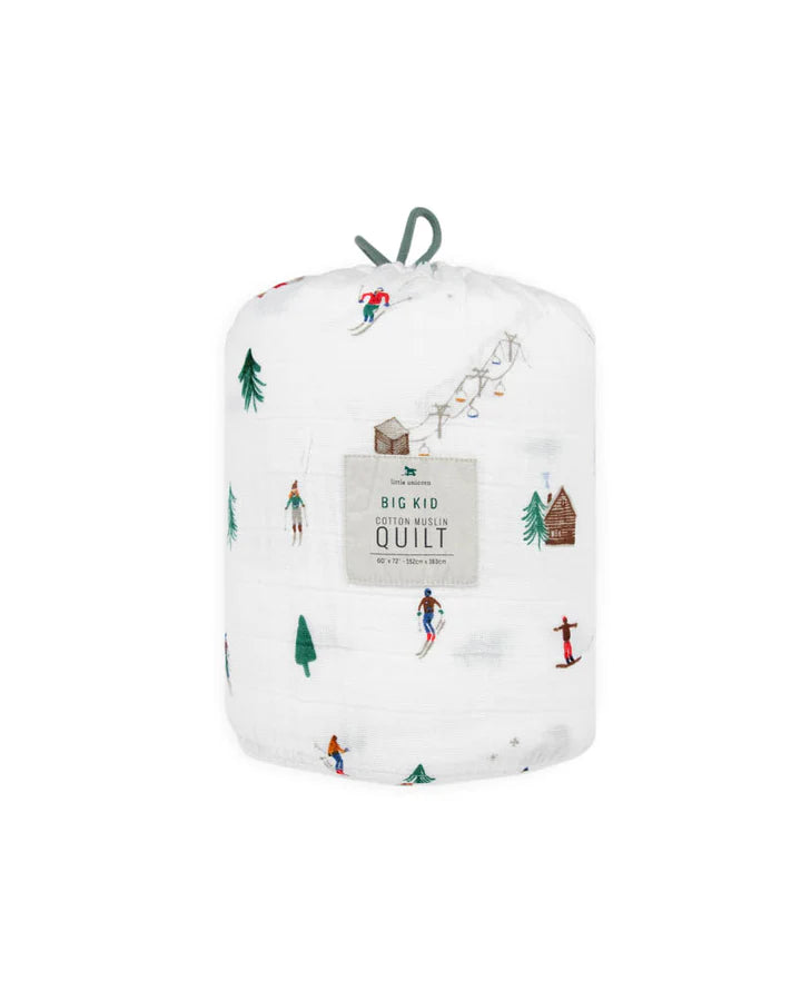 COTTON MUSLIN QUILTED THROW - POWDER PARTY