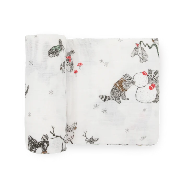 COTTON MUSLIN SWADDLE - SNOW DAY