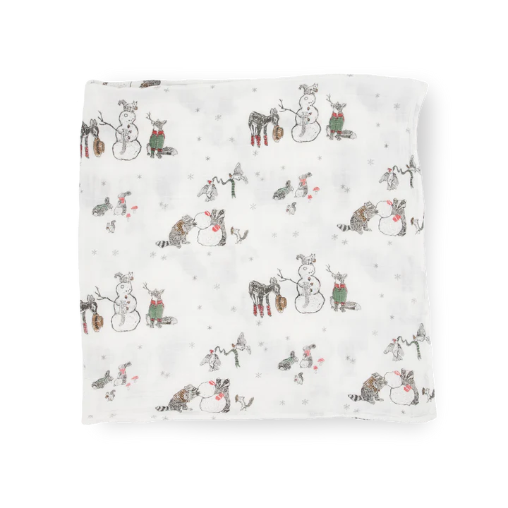 COTTON MUSLIN SWADDLE - SNOW DAY