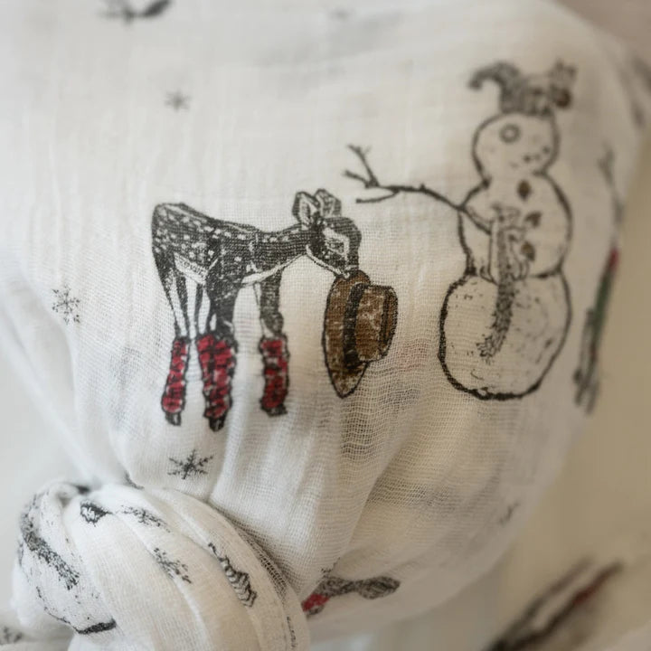 COTTON MUSLIN SWADDLE - SNOW DAY