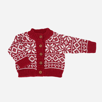 SNOWFLAKE CARDIGAN, RED