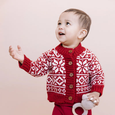 SNOWFLAKE CARDIGAN, RED