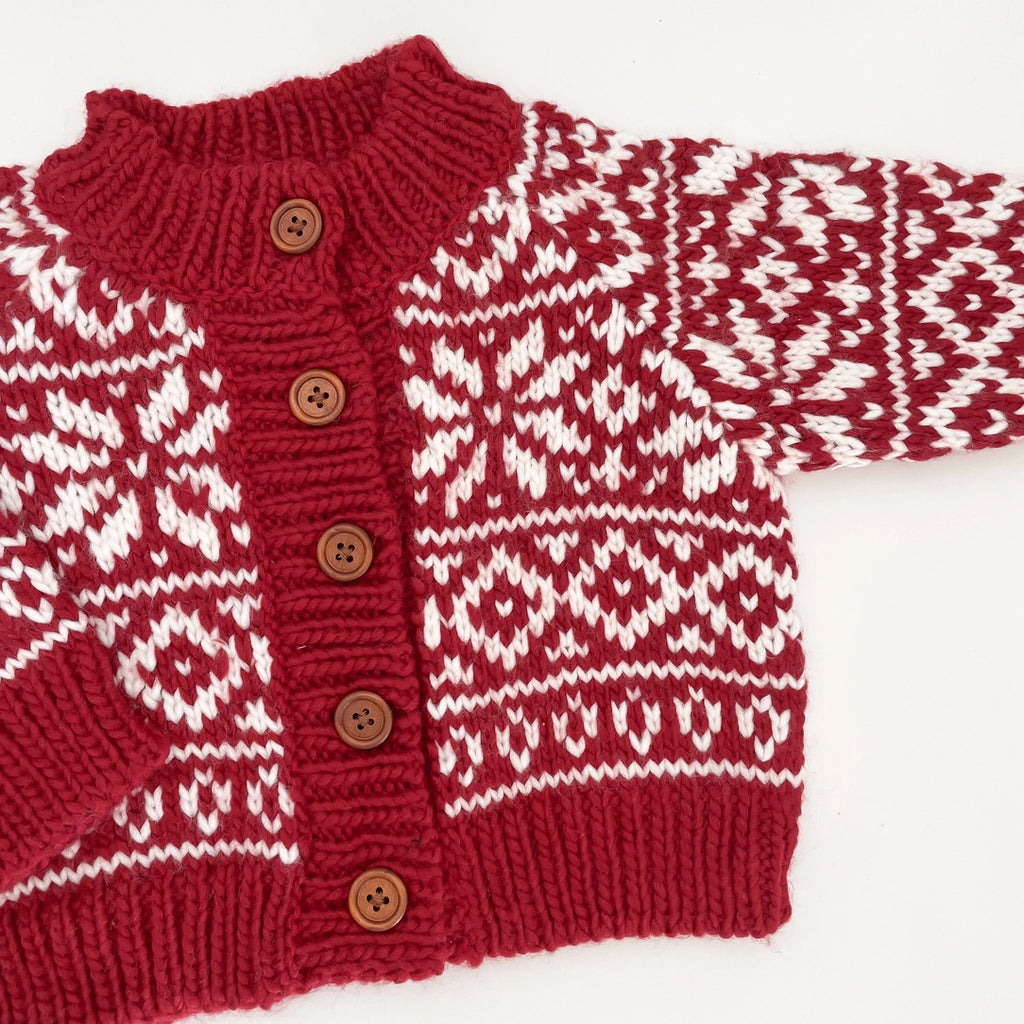 SNOWFLAKE CARDIGAN, RED
