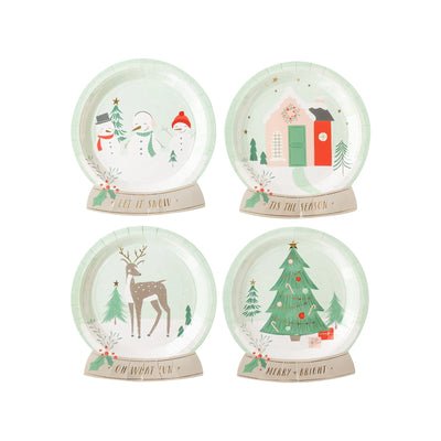 SNOW FUN SNOW GLOBE SHAPED PLATE