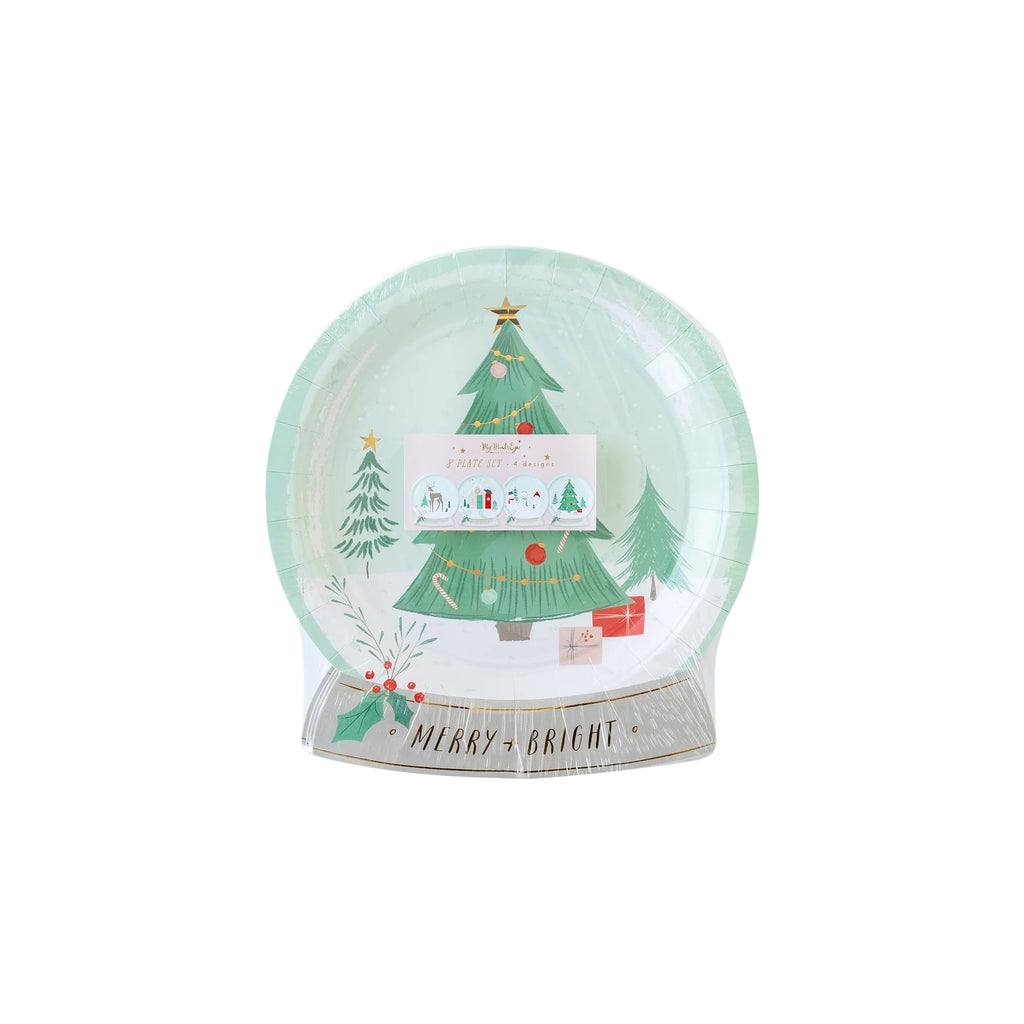 SNOW FUN SNOW GLOBE SHAPED PLATE