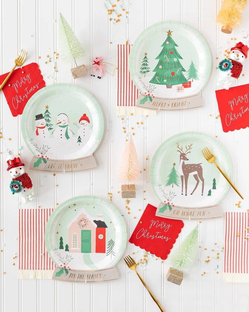 SNOW FUN SNOW GLOBE SHAPED PLATE