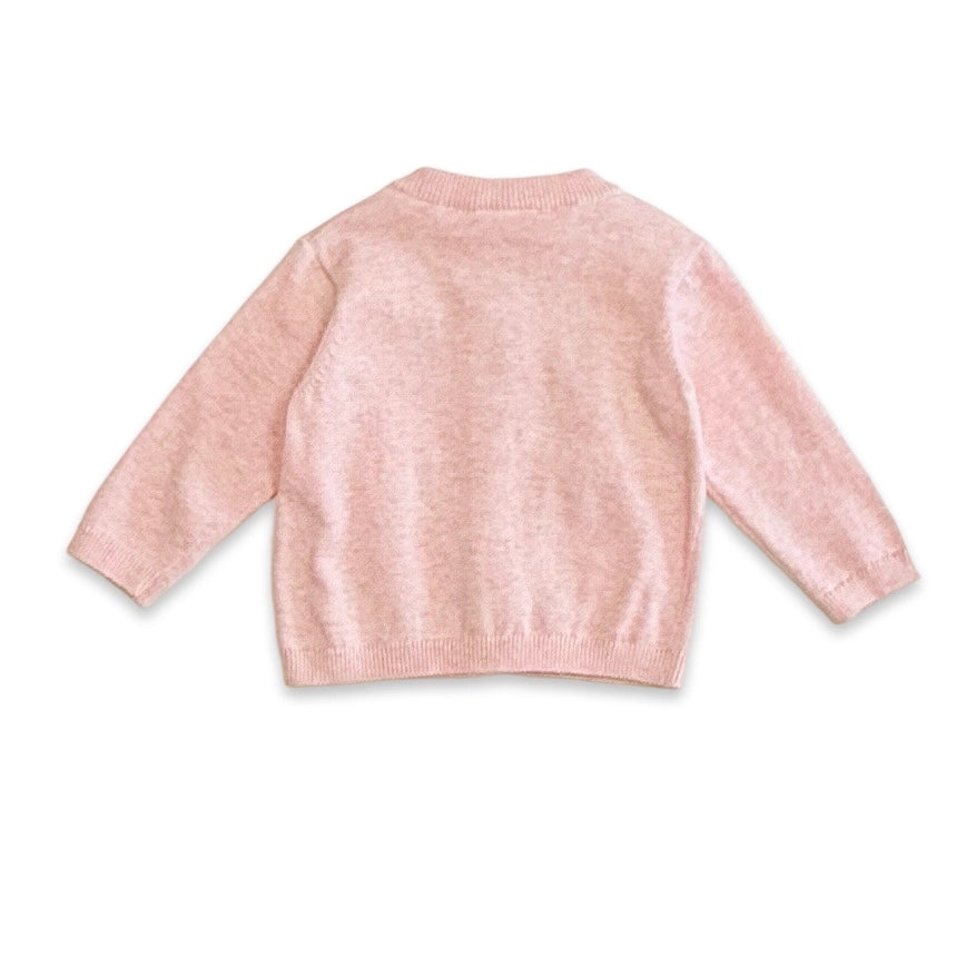 Strawberry Embroidered Knit Baby Cardigan - Organic Cotton