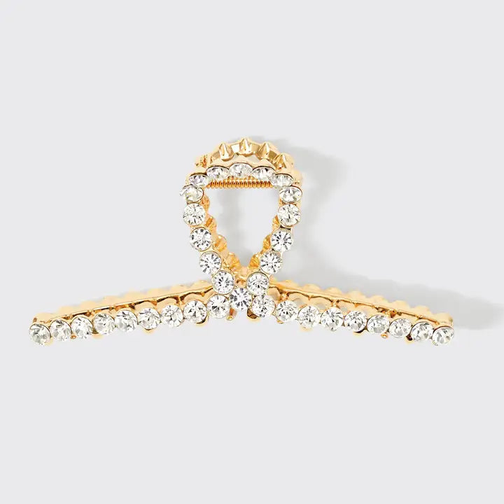 METAL RHINESTONE LOOP CLAW CLIP - GOLD