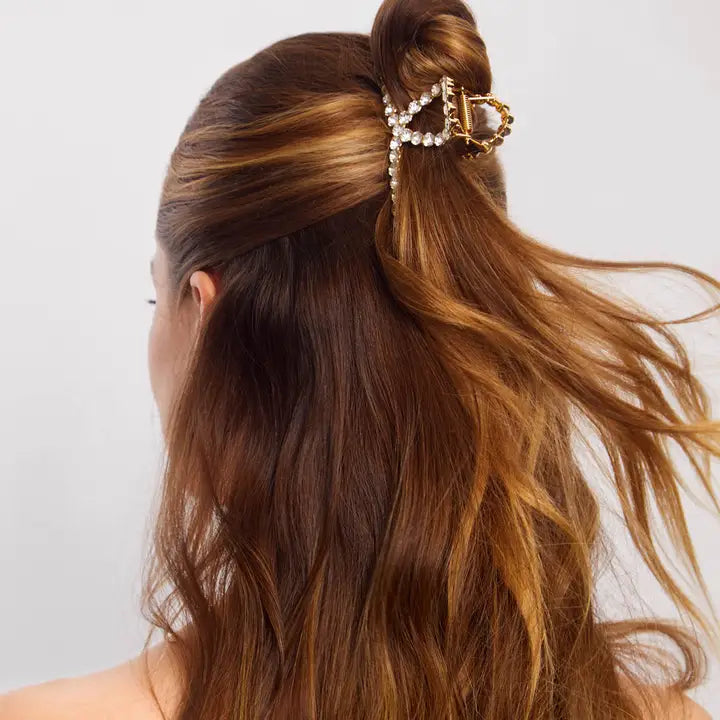 METAL RHINESTONE LOOP CLAW CLIP - GOLD