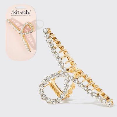 METAL RHINESTONE LOOP CLAW CLIP - GOLD