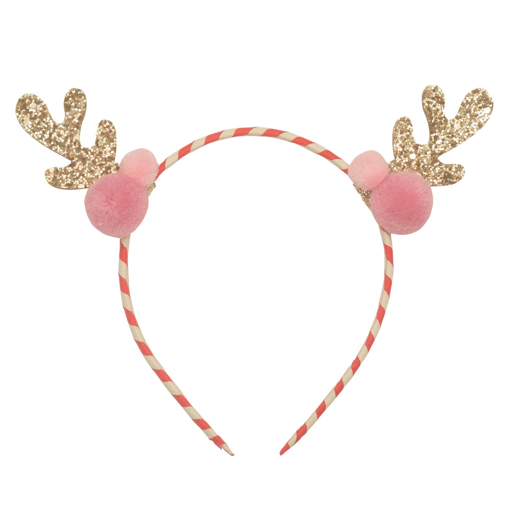 STRIPY POM POM REINDEER HEADBAND