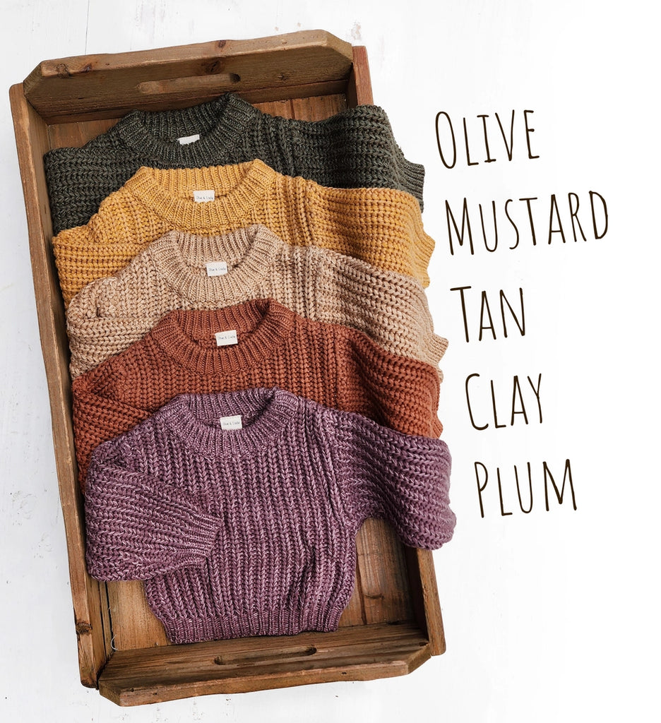 CHUNKY BRAIDED BABY SWEATER - TAN