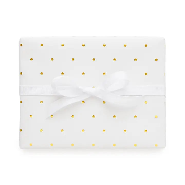 GIFT WRAP SINGLE SHEETS, GOLD SWISS DOT