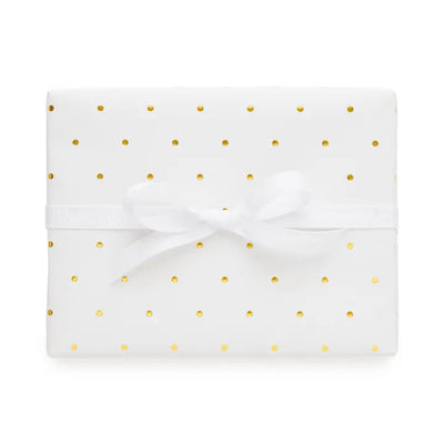 GIFT WRAP SINGLE SHEETS, GOLD SWISS DOT
