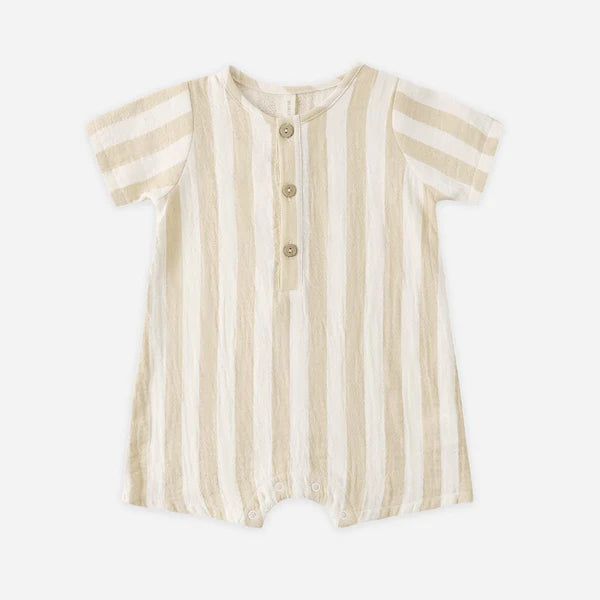 Short Sleeve Woven Romper Summer Stripe