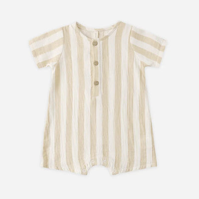 Short Sleeve Woven Romper Summer Stripe