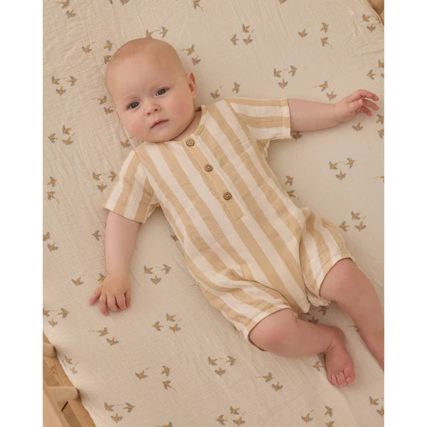 Short Sleeve Woven Romper Summer Stripe