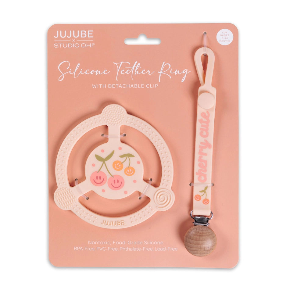 Silicone Teether Ring with Detachable Clip