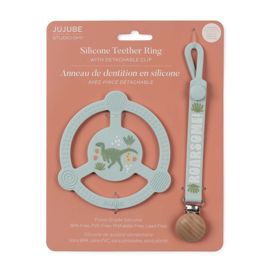 Silicone Teether Ring with Detachable Clip