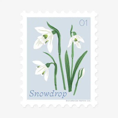 Snowdrop, January Flower | Stamp-Style Vinyl Sticker