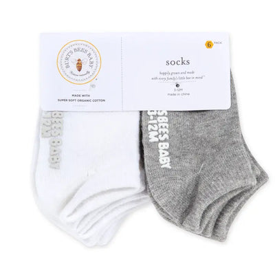 Solid Organic Cotton Baby Ankle Socks 6-Pack