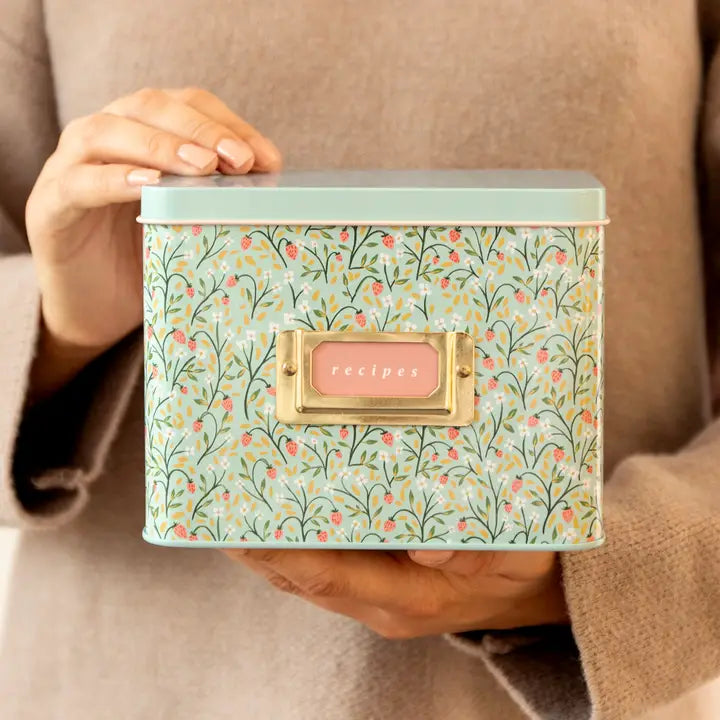 Strawberry Meadow Tin Recipe Box
