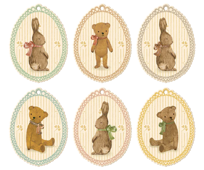 Gift Tags, 12 pcs - Bunnies & Teddies