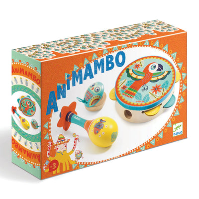 ANIMAMBO TAMBOURINE, MARACA, CASTANET MUSICAL INSTRUMENT SET