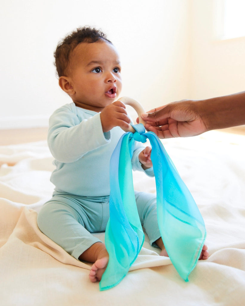 NATURAL BABY TEETHER - 100% MULBERRY SILK AND MAPLE RING