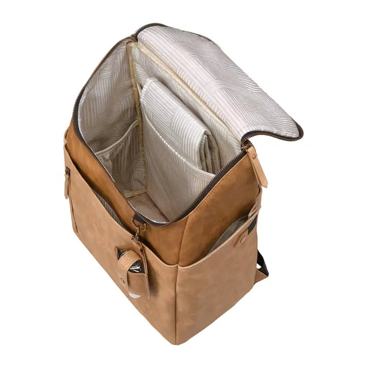 TEMPO BACKPACK DIAPER BAG IN BRIOCHE FAUX