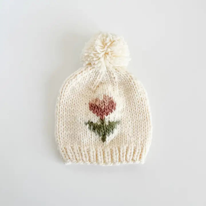 Tulip Flower, Knit Baby Beanie