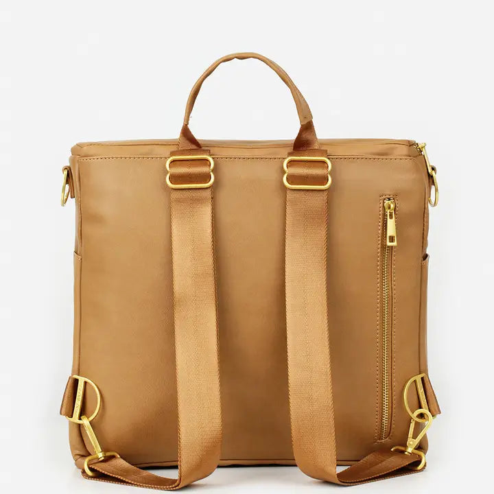 The Original Diaper Bag - Premium Faux Leather Backpack in Tan