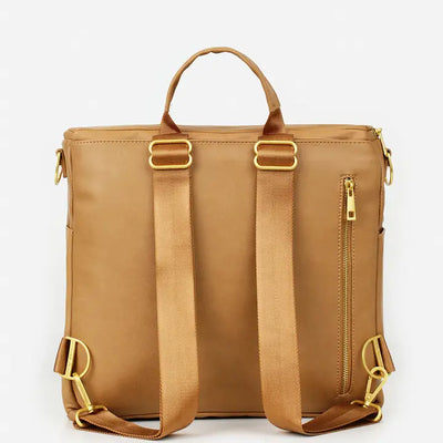 The Original Diaper Bag - Premium Faux Leather Backpack in Tan