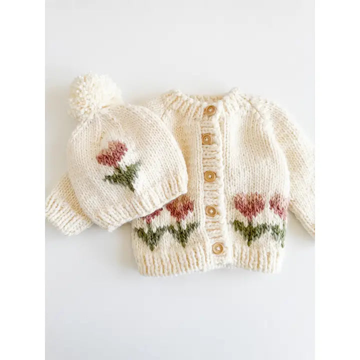 Tulip Flower, Knit Baby Beanie