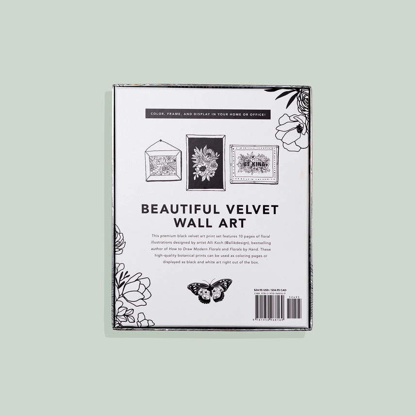 VELVET COLORING POSTERS: MODERN FLORAL FRAMEABLE WALL ART