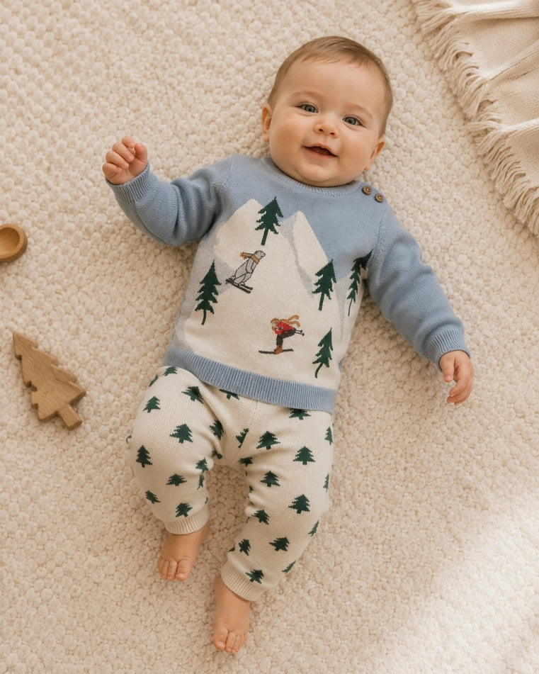 Ski Knit Baby Pullover Sweater & Pant Set