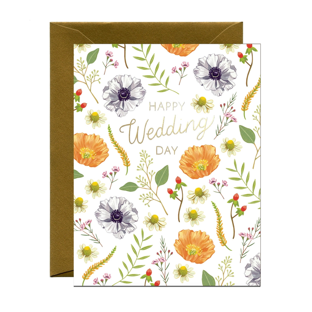 Flower Wedding Congratulations Card