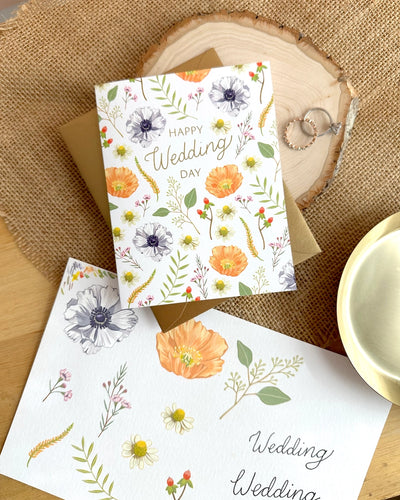 Flower Wedding Congratulations Card