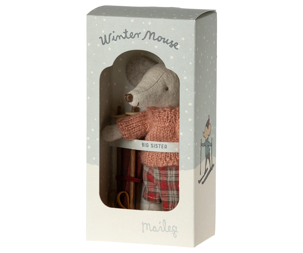 WINTER MOUSE WITH SKI SET, BIG SISTER