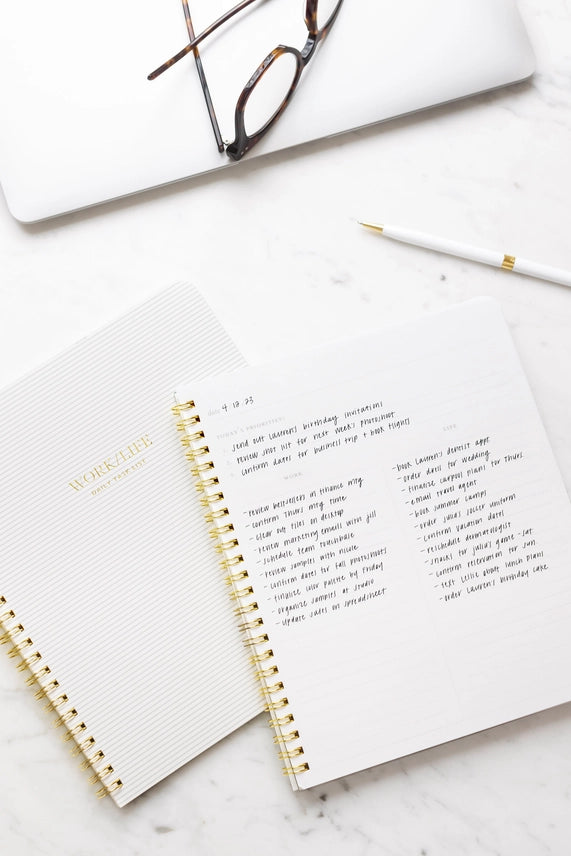 WORK/LIFE NOTEBOOK, GREY STRIPE