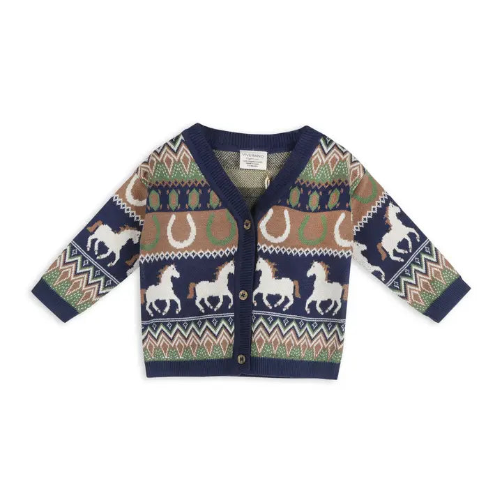 Western Jacquard Knit Baby Cardigan