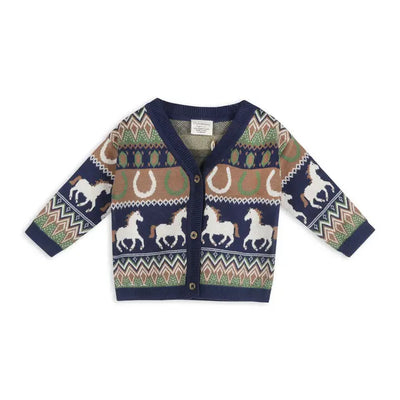 Western Jacquard Knit Baby Cardigan