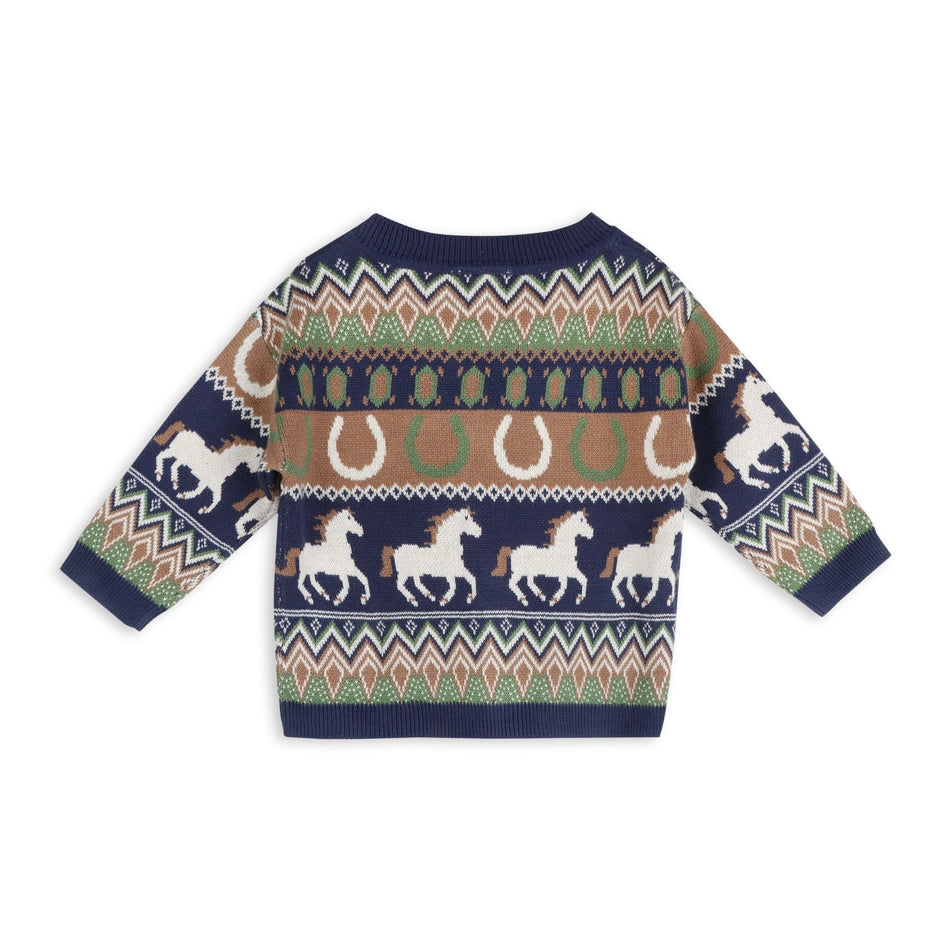 Western Jacquard Knit Baby Cardigan