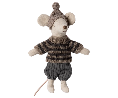 Winter mouse with ski set, Big brother - Grey