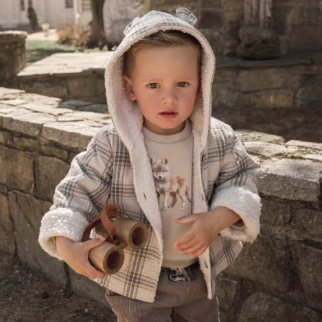 Wolf Printed Organic Fleece Sweatshirt + Cargo Pant Set