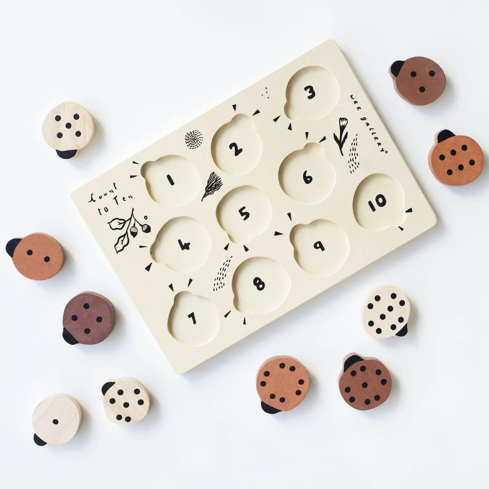 Wooden Tray Puzzle - Count To 10 Ladybugs